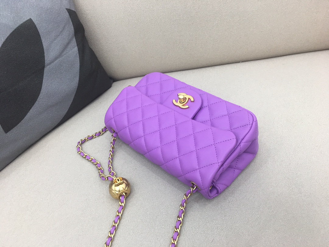 Small Classic Flap Lambskin Bag AS1787 Purple